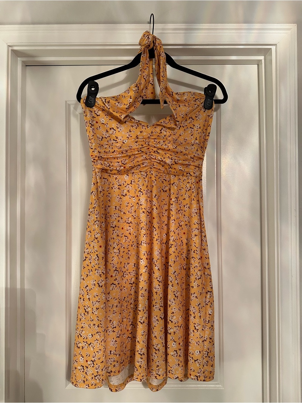 Yellow Floral Halter Sundress - Women's Lightweight Summer Dress